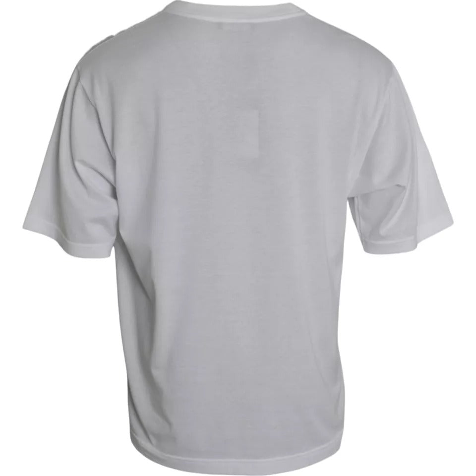 White Cotton Round Neck Short Sleeve T-shirt-Dolce & Gabbana-LabelTerrace.com