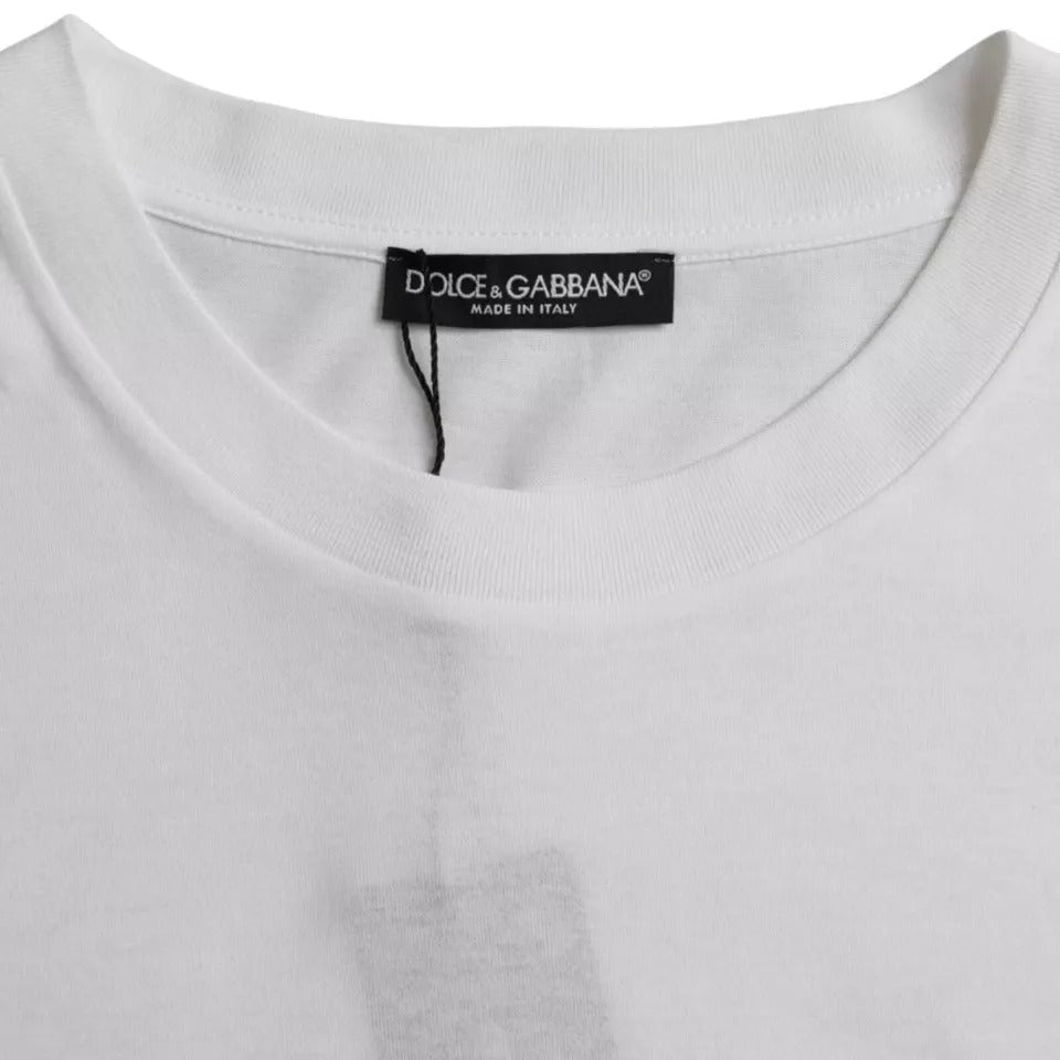 White Cotton Round Neck Short Sleeve T-shirt-Dolce & Gabbana-LabelTerrace.com