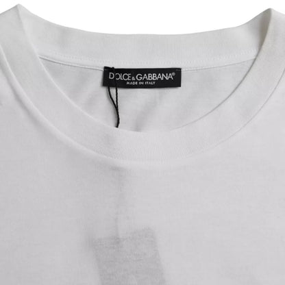 White Cotton Round Neck Short Sleeve T-shirt-Dolce & Gabbana-LabelTerrace.com