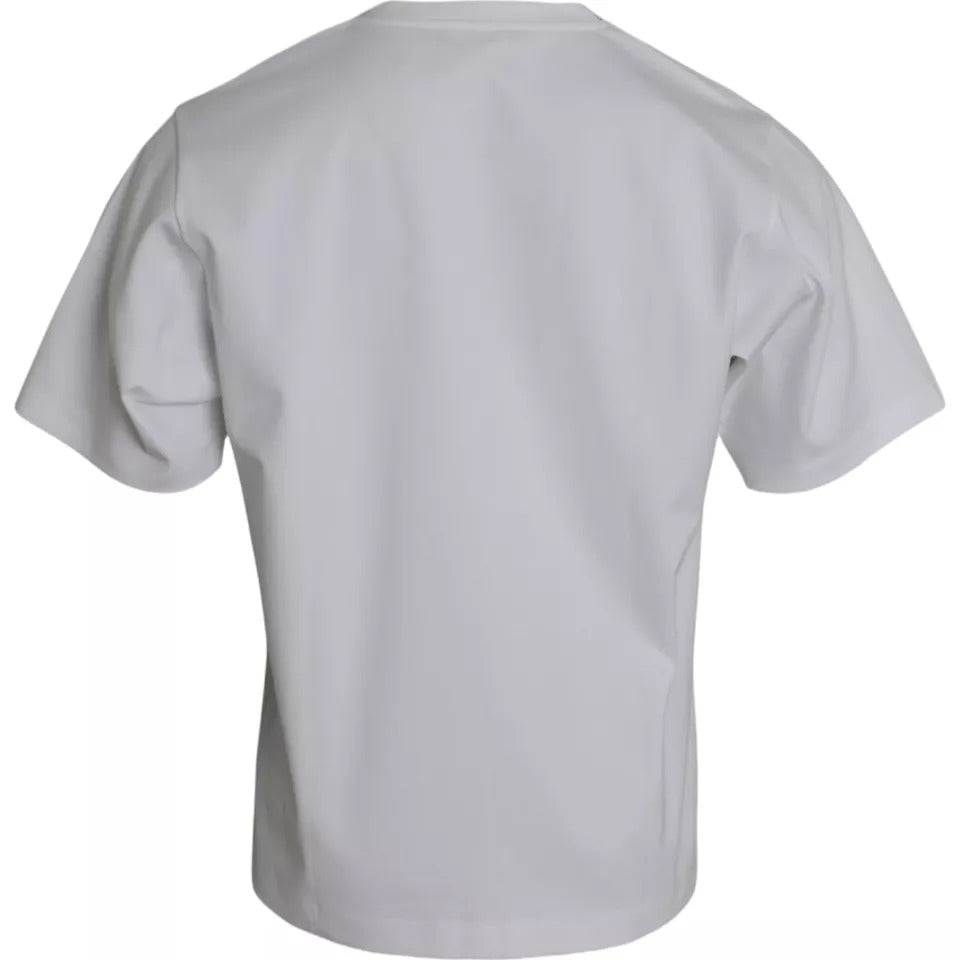 White Cotton Round Neck Short Sleeve T-shirt-Dolce & Gabbana-LabelTerrace.com