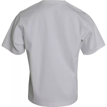 White Cotton Round Neck Short Sleeve T-shirt-Dolce & Gabbana-LabelTerrace.com