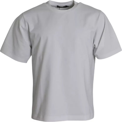 White Cotton Round Neck Short Sleeve T-shirt-Dolce & Gabbana-LabelTerrace.com