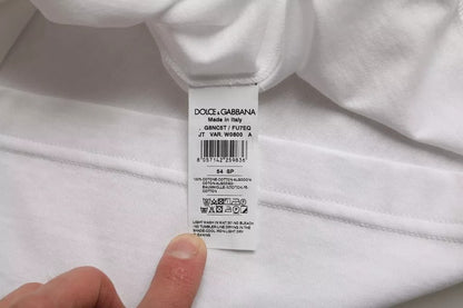 White Cotton Round Neck Short Sleeve T-shirt-Dolce & Gabbana-LabelTerrace.com