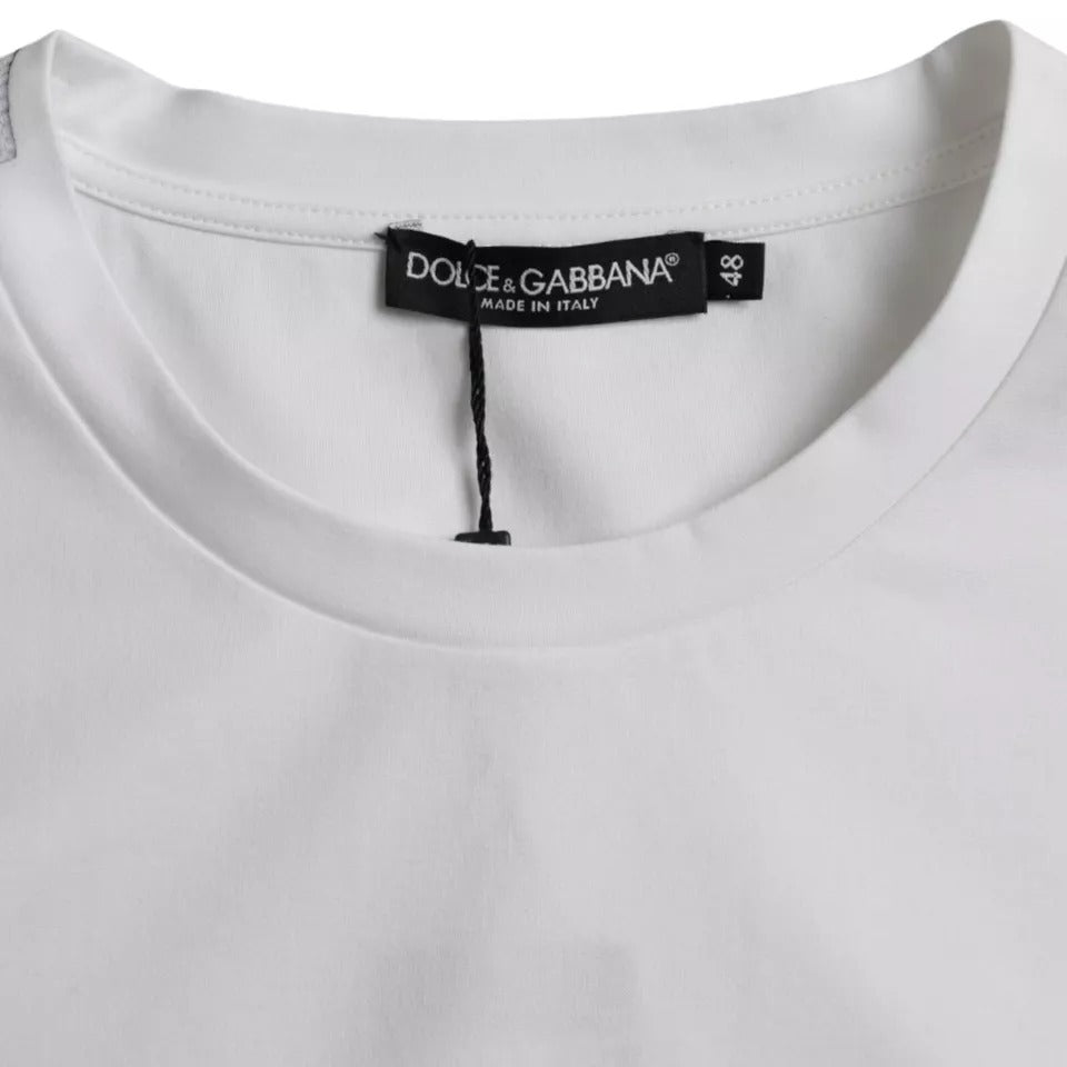 White Cotton Round Neck Short Sleeve T-shirt-Dolce & Gabbana-LabelTerrace.com
