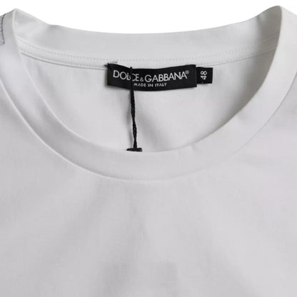 White Cotton Round Neck Short Sleeve T-shirt-Dolce & Gabbana-LabelTerrace.com