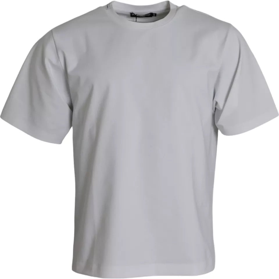 White Cotton Round Neck Short Sleeve T-shirt-Dolce & Gabbana-LabelTerrace.com