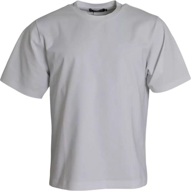 White Cotton Round Neck Short Sleeve T-shirt-Dolce & Gabbana-LabelTerrace.com