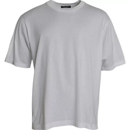 White Cotton Round Neck Short Sleeve T-shirt-Dolce & Gabbana-LabelTerrace.com