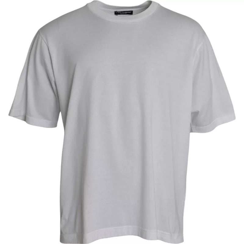 White Cotton Round Neck Short Sleeve T-shirt-Dolce & Gabbana-LabelTerrace.com