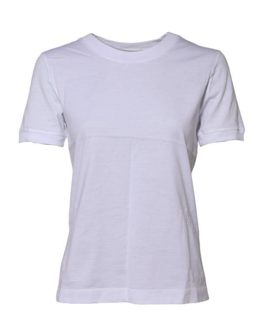 White Cotton Round Neck Short Sleeves T-shirt-Dolce & Gabbana-LabelTerrace.com