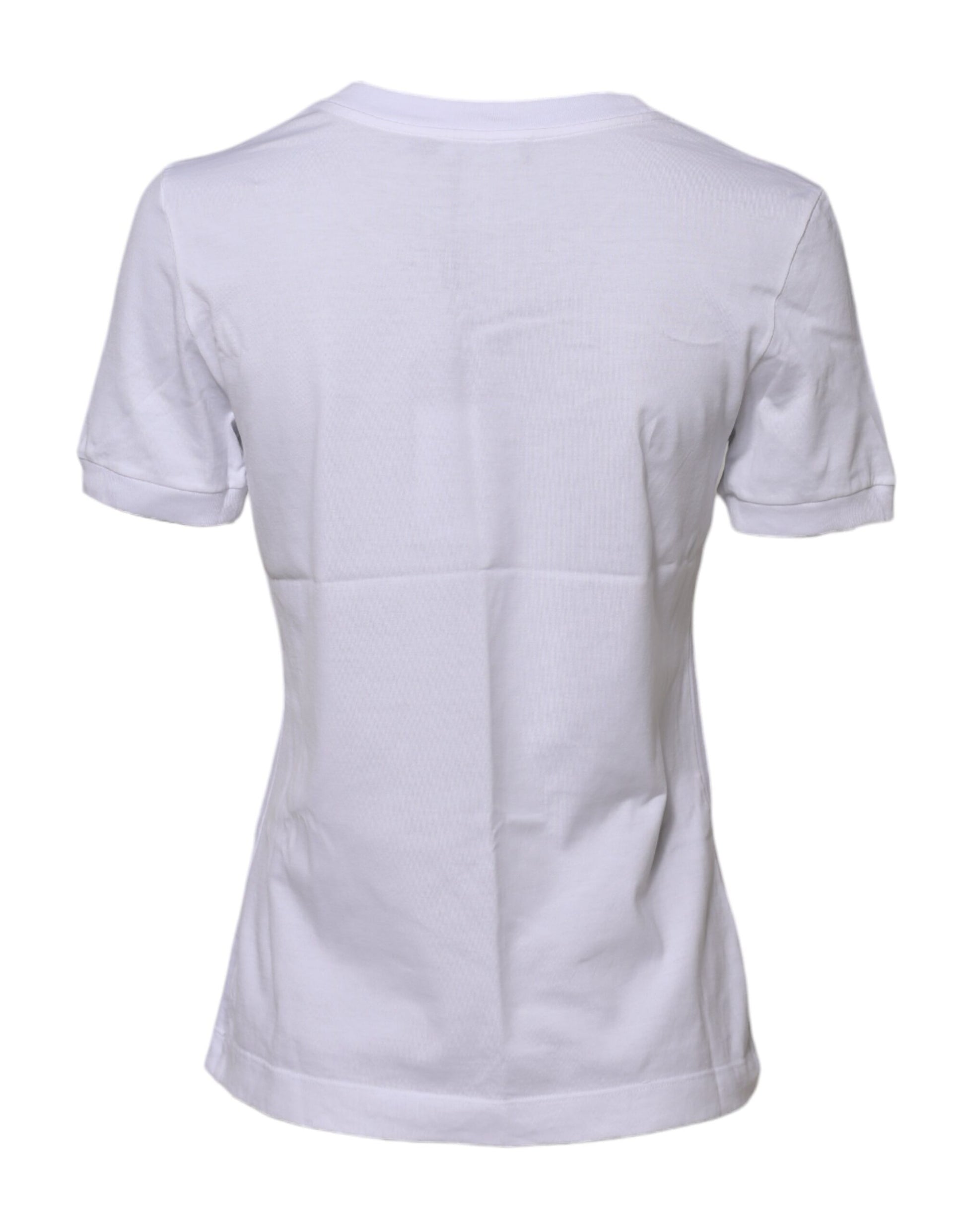 White Cotton Round Neck Short Sleeves T-shirt-Dolce & Gabbana-LabelTerrace.com