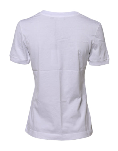 White Cotton Round Neck Short Sleeves T-shirt-Dolce & Gabbana-LabelTerrace.com