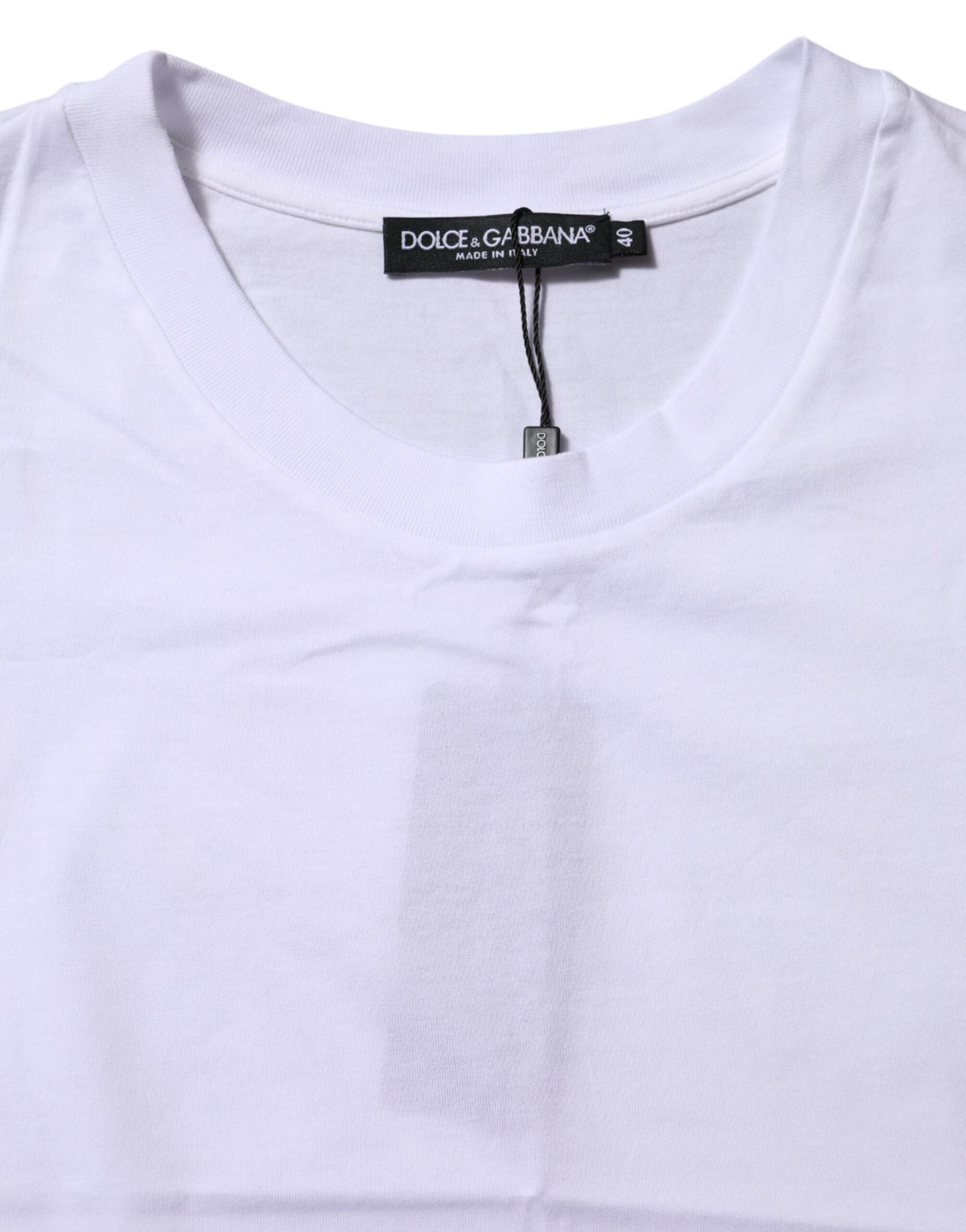 White Cotton Round Neck Short Sleeves T-shirt-Dolce & Gabbana-LabelTerrace.com