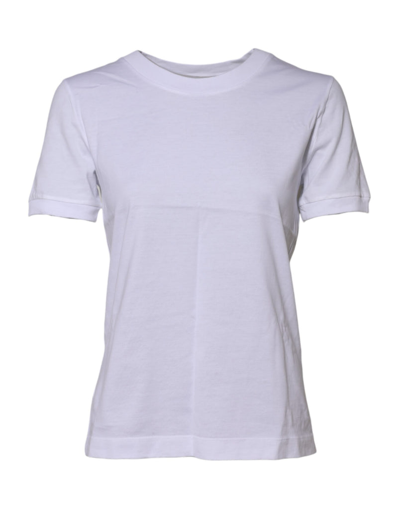 White Cotton Round Neck Short Sleeves T-shirt-Dolce & Gabbana-LabelTerrace.com