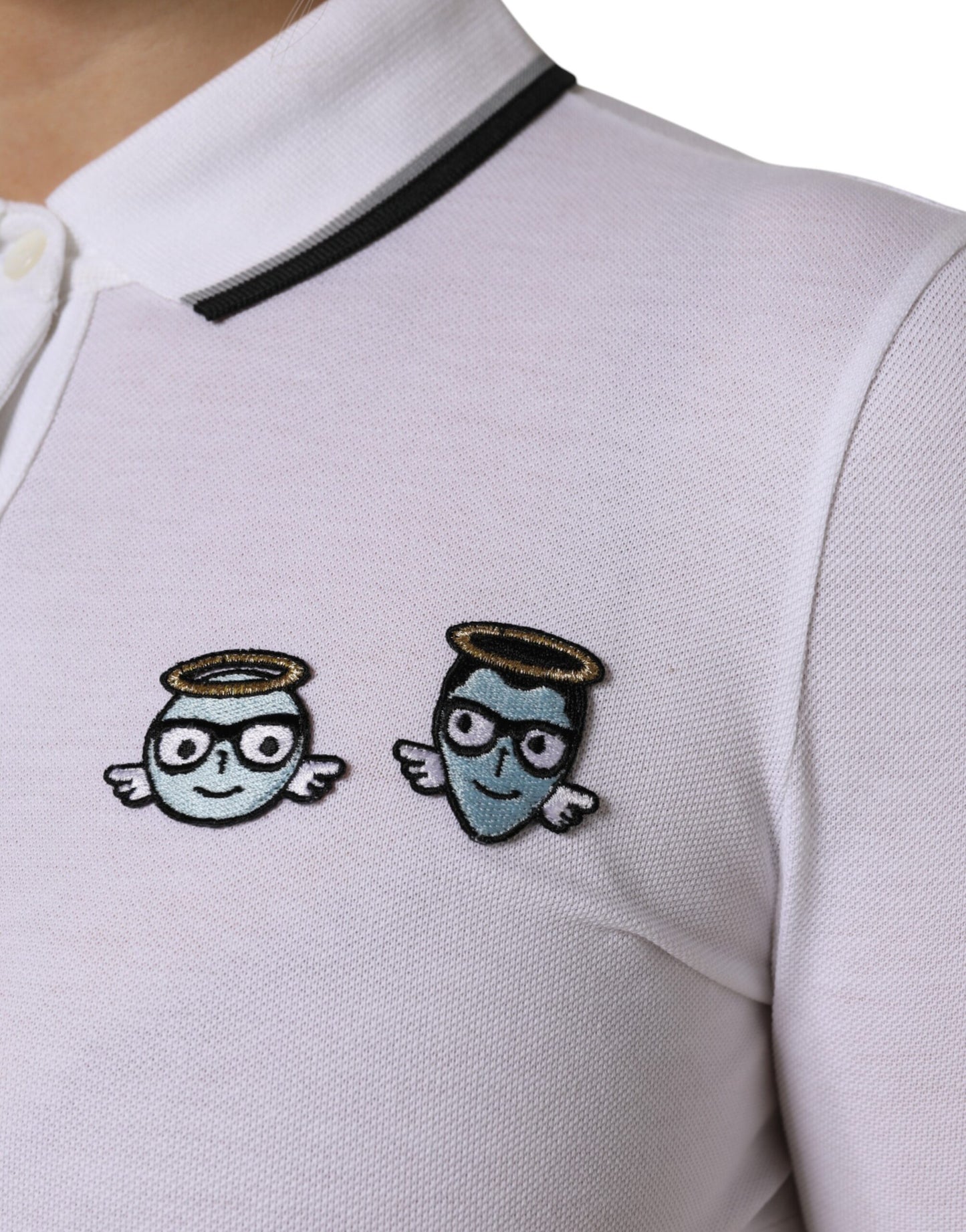 White Cotton Short Sleeves Collared Polo Top-Dolce & Gabbana-LabelTerrace.com