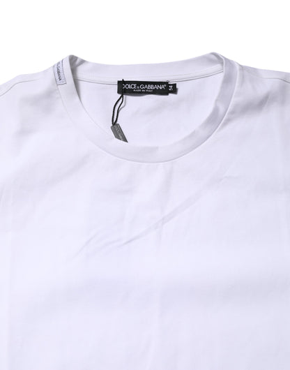White Cotton Short Sleeves Crew Neck T-shirt-Dolce & Gabbana-LabelTerrace.com