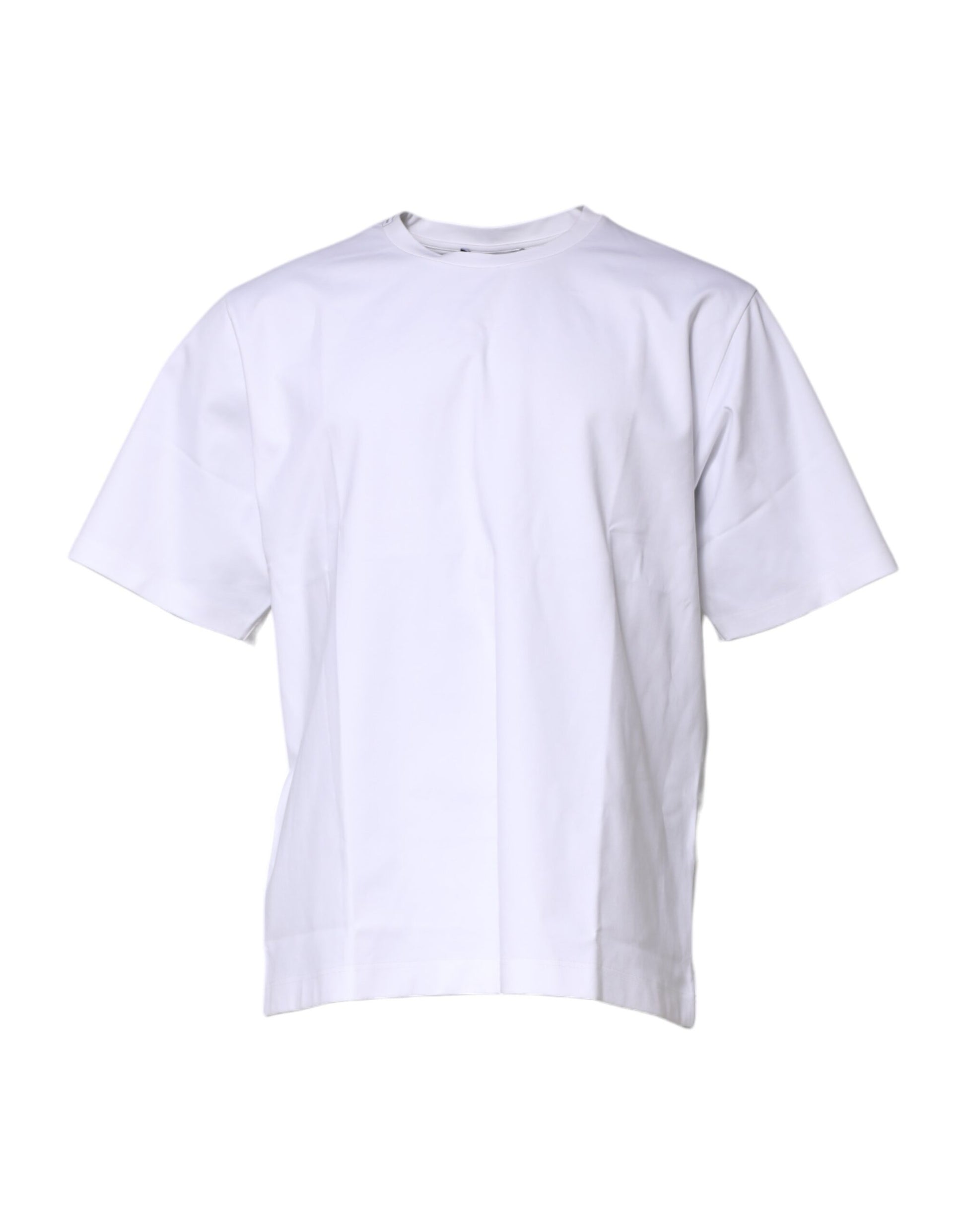 White Cotton Short Sleeves Crew Neck T-shirt-Dolce & Gabbana-LabelTerrace.com