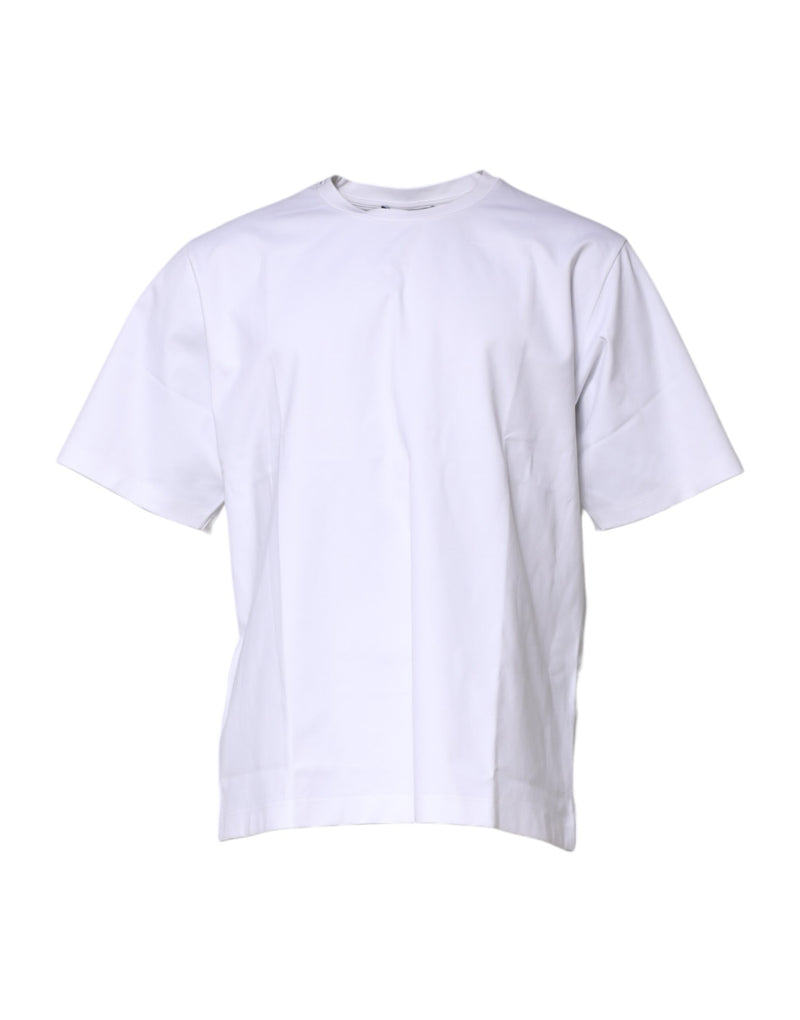 White Cotton Short Sleeves Crew Neck T-shirt-Dolce & Gabbana-LabelTerrace.com