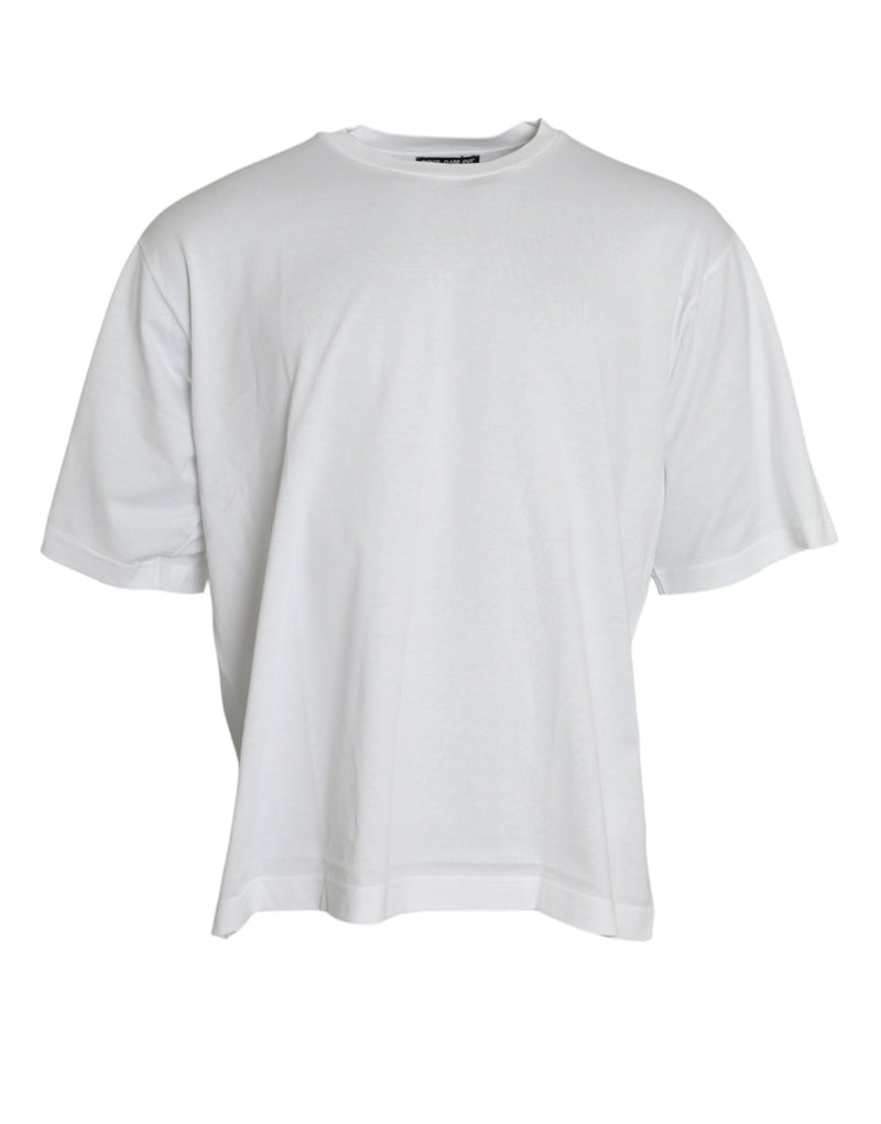 White Cotton Short Sleeves Crewneck T-shirt-Dolce & Gabbana-LabelTerrace.com