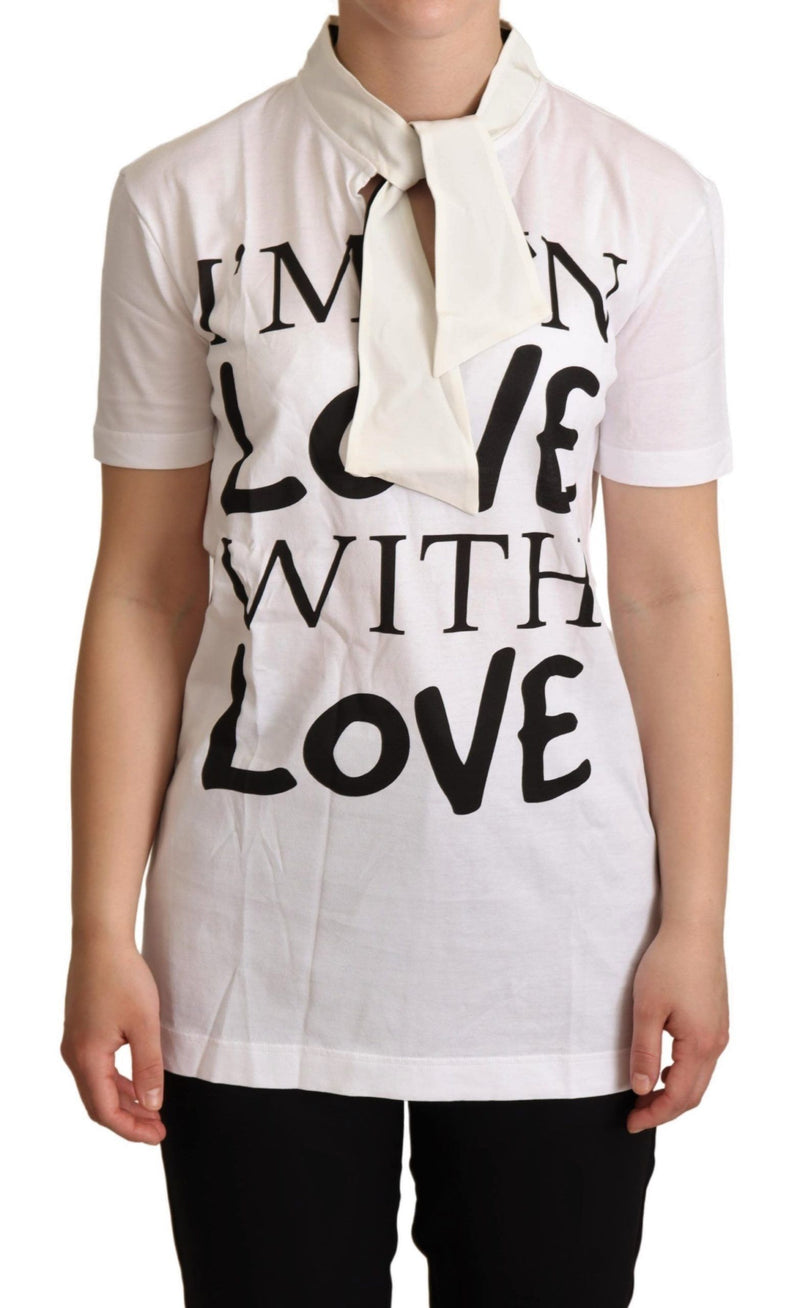 White Cotton Silk I'm In Love Top T-shirt-Dolce & Gabbana-LabelTerrace.com
