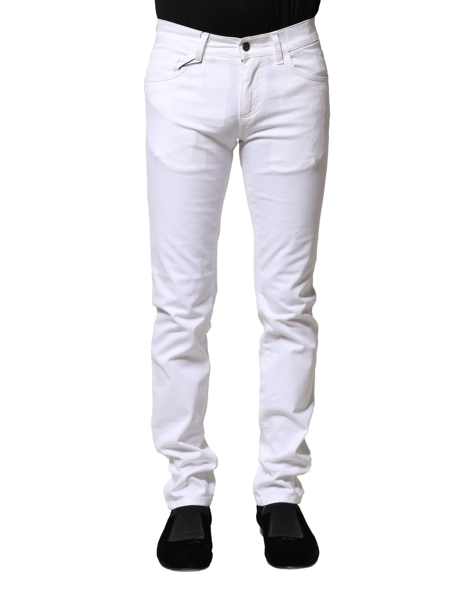 White Cotton Skinny Men Denim Jeans-Dolce & Gabbana-LabelTerrace.com