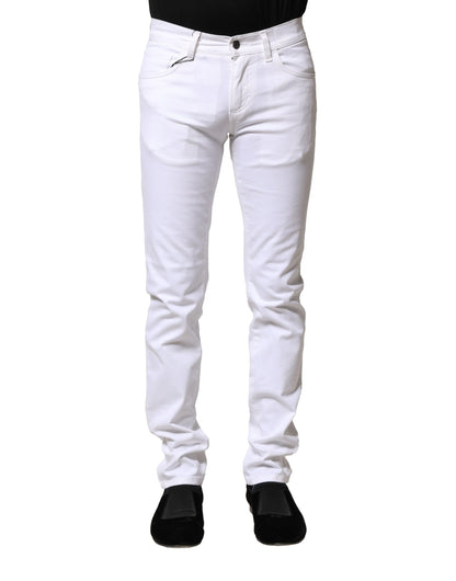 White Cotton Skinny Men Denim Jeans-Dolce & Gabbana-LabelTerrace.com