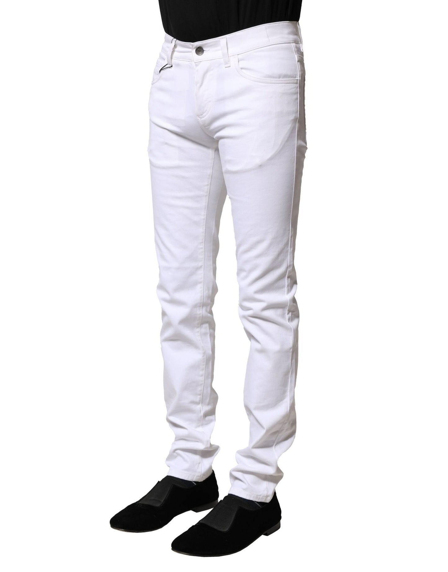 White Cotton Skinny Men Denim Jeans-Dolce & Gabbana-LabelTerrace.com