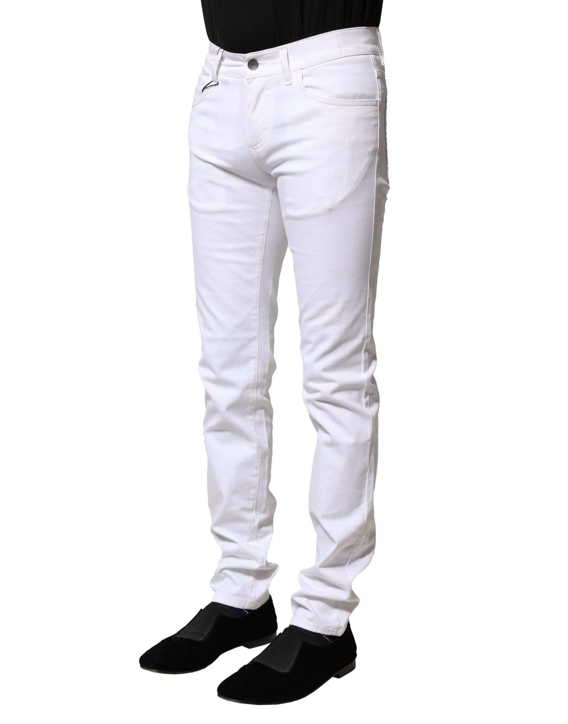 White Cotton Skinny Men Denim Jeans-Dolce & Gabbana-LabelTerrace.com