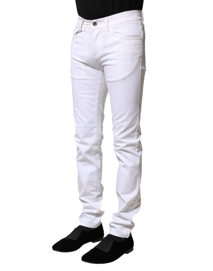 White Cotton Skinny Men Denim Jeans-Dolce & Gabbana-LabelTerrace.com