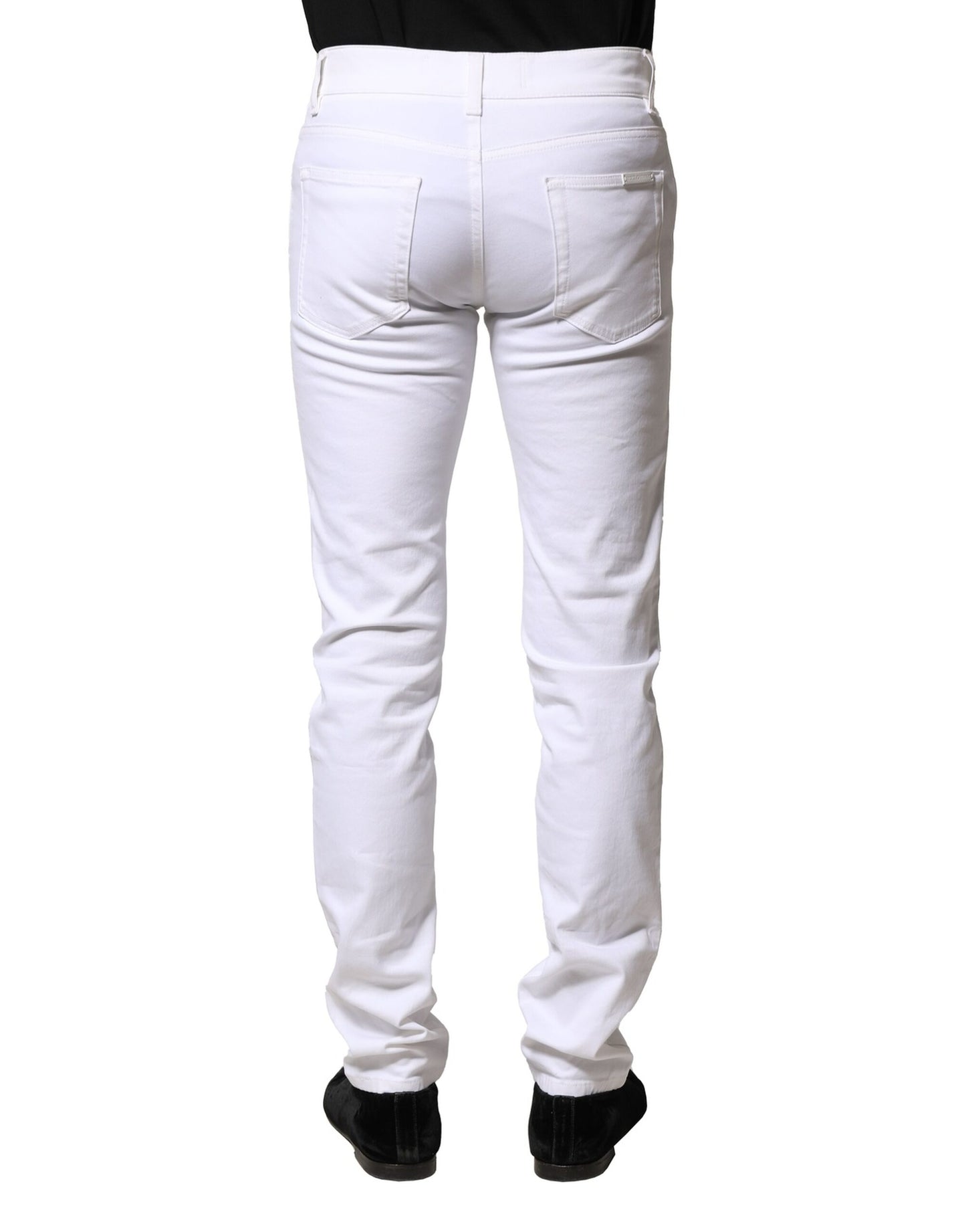 White Cotton Skinny Men Denim Jeans-Dolce & Gabbana-LabelTerrace.com