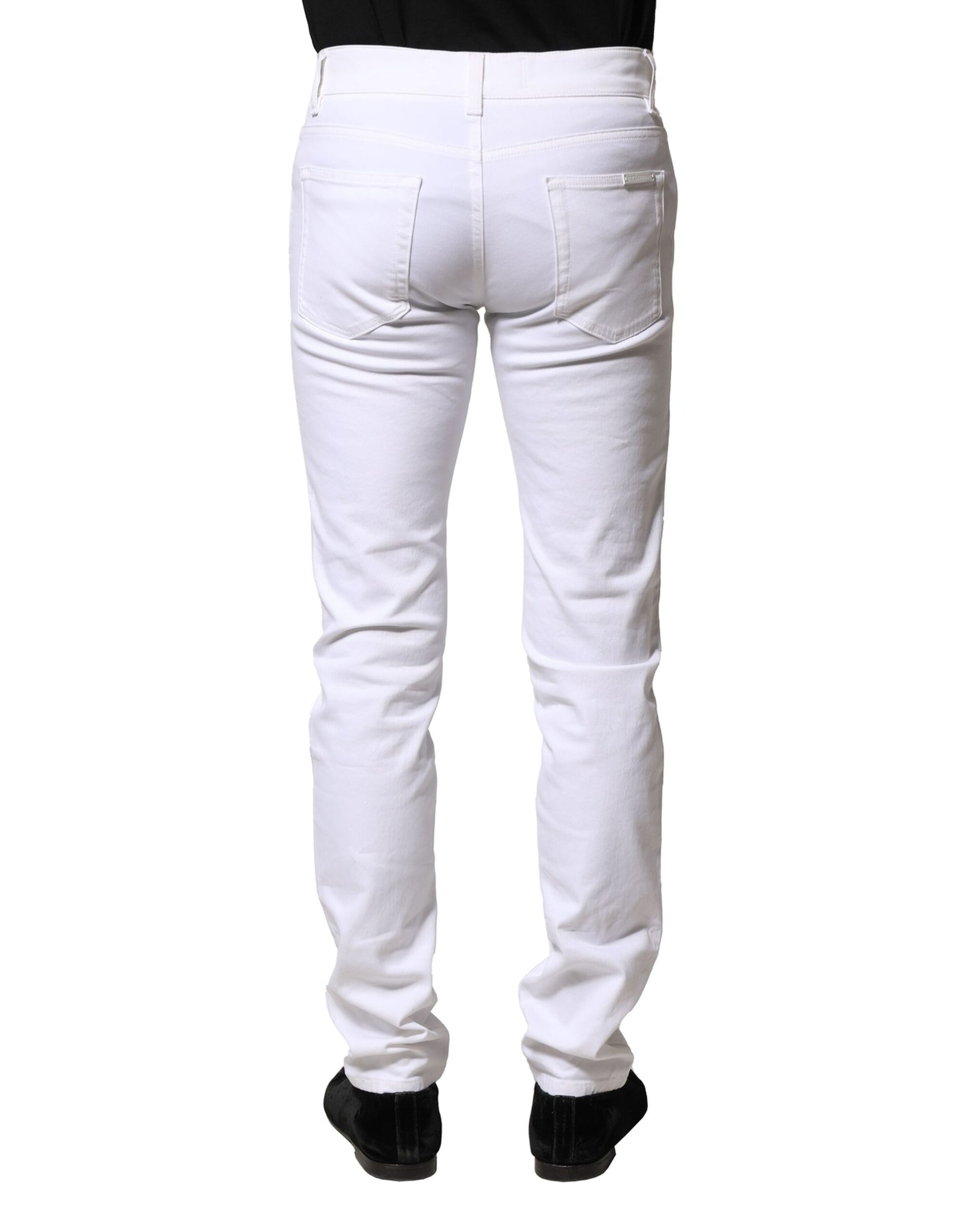 White Cotton Skinny Men Denim Jeans-Dolce & Gabbana-LabelTerrace.com