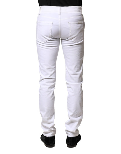 White Cotton Skinny Men Denim Jeans-Dolce & Gabbana-LabelTerrace.com