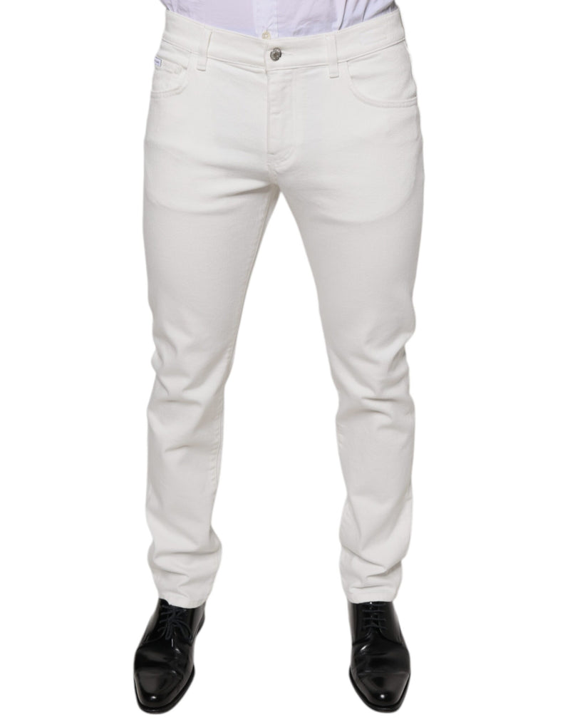 White Cotton Skinny Slim Men Denim Jeans-Dolce & Gabbana-LabelTerrace.com