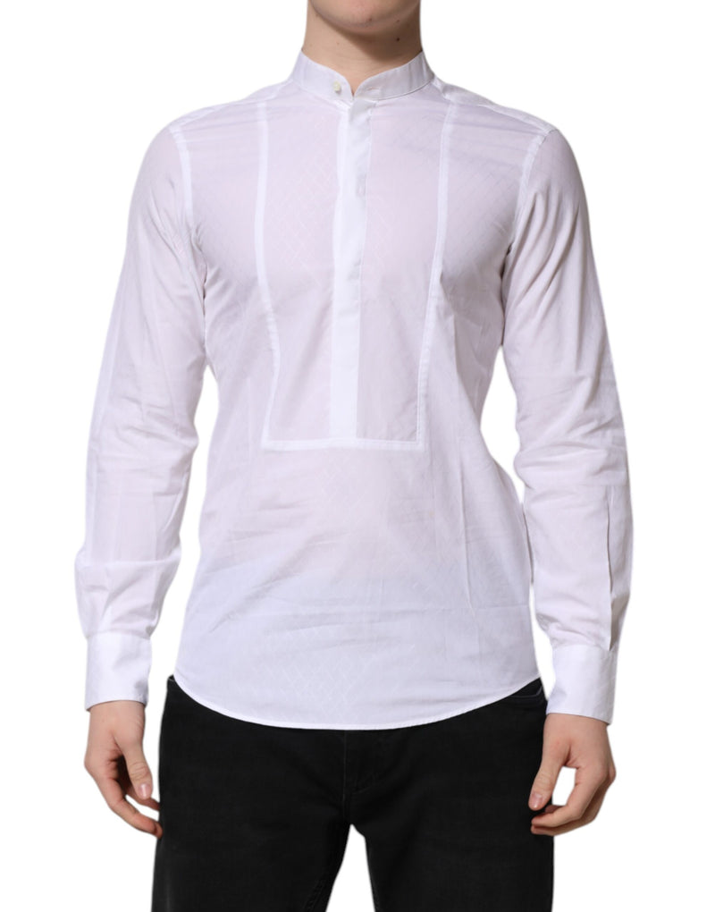 White Cotton Slim Long Sleeves Formal Shirt-Dolce & Gabbana-LabelTerrace.com
