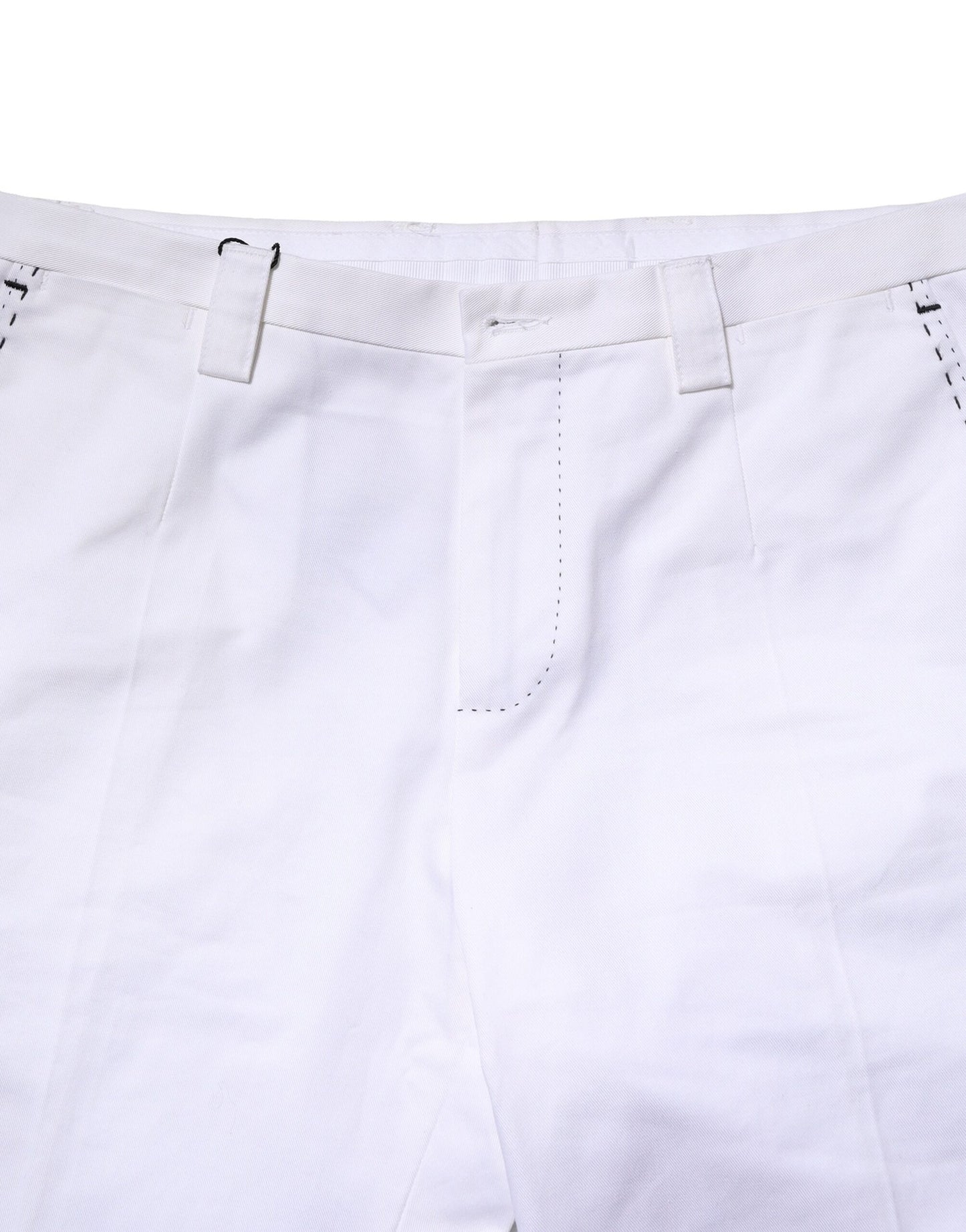 White Cotton Straight Logo Men Pants-Dolce & Gabbana-LabelTerrace.com