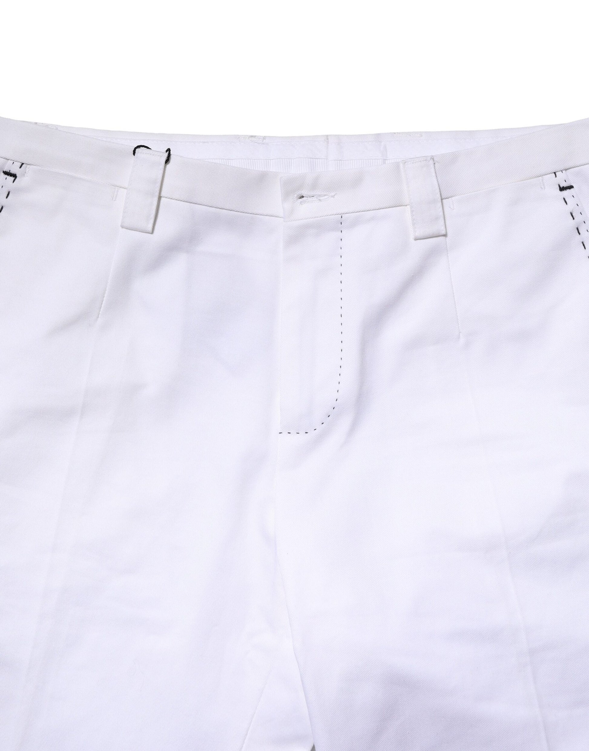 White Cotton Straight Logo Men Pants-Dolce & Gabbana-LabelTerrace.com