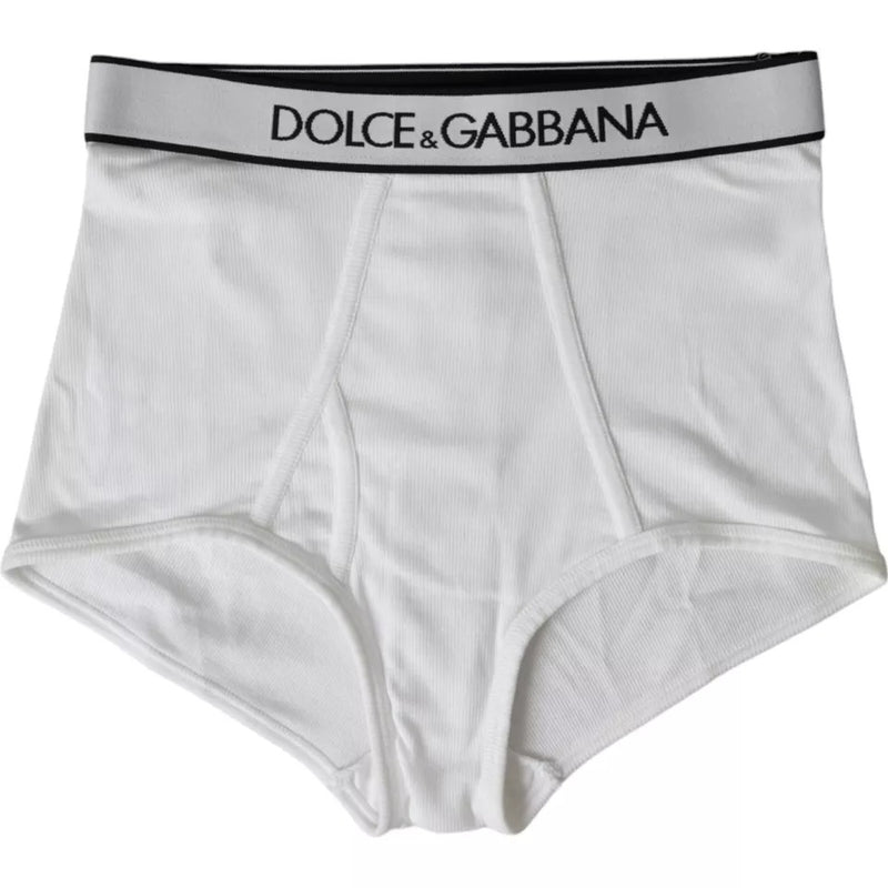 White Cotton Stretch Branded Logo Underwear-Dolce & Gabbana-LabelTerrace.com