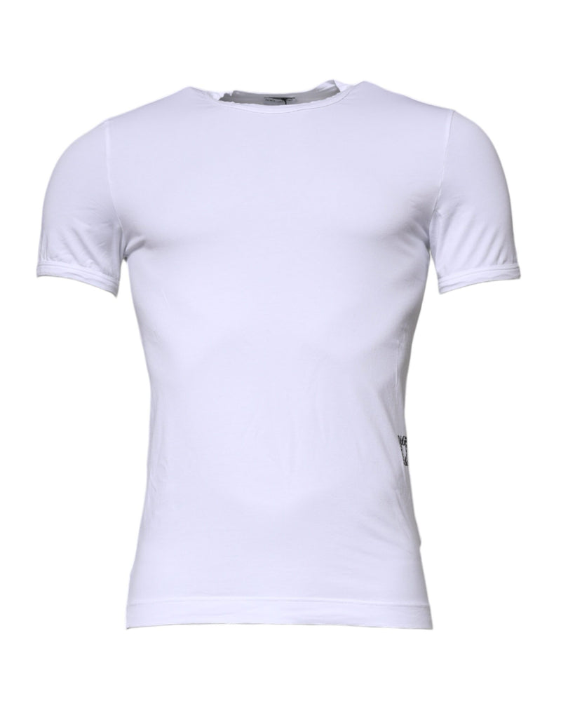 White Cotton Stretch Crewneck Underwear T-shirt-Dolce & Gabbana-LabelTerrace.com