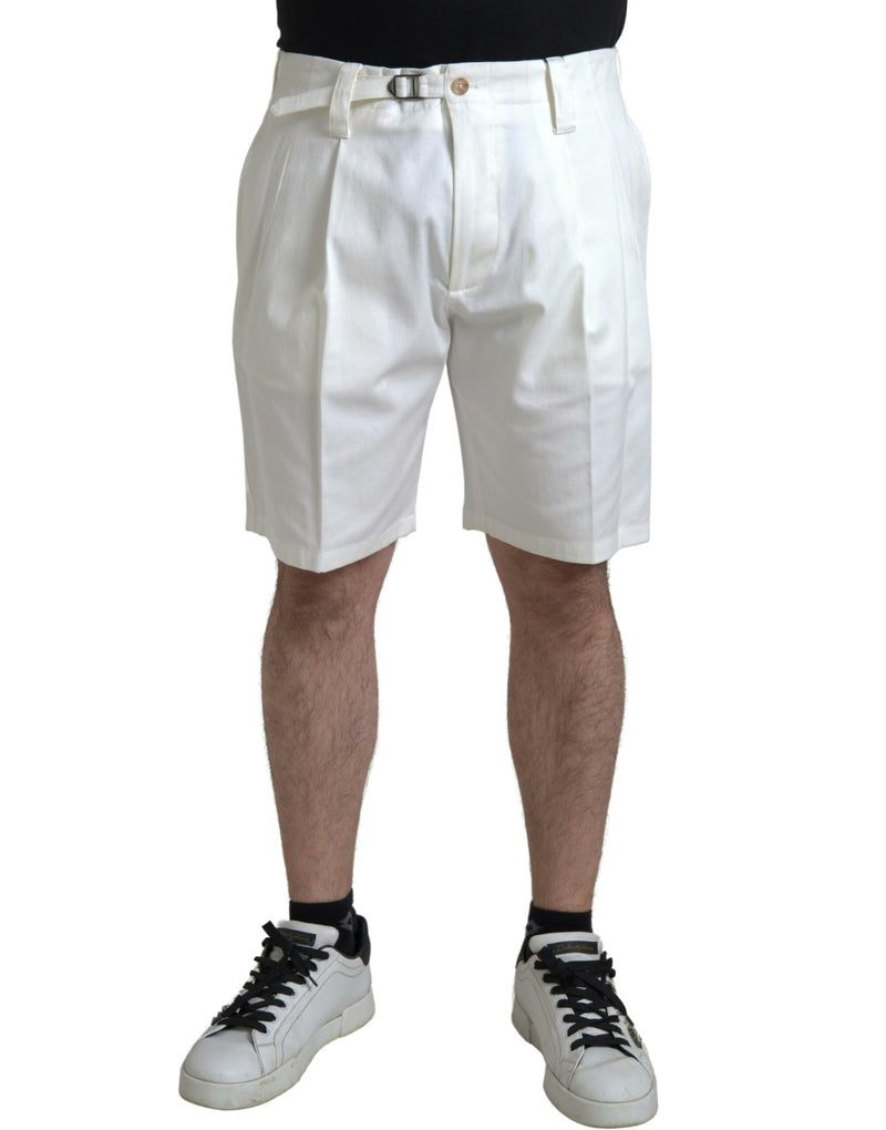 White Cotton Stretch Men Bermuda Denim Shorts-Dolce & Gabbana-LabelTerrace.com