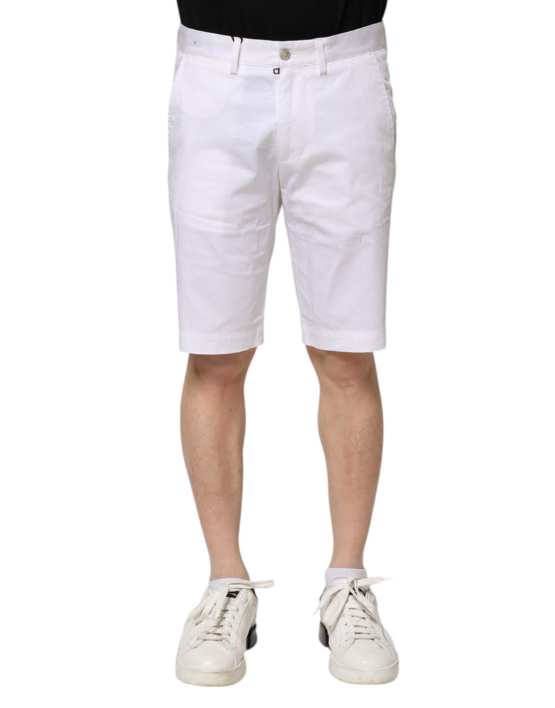 White Cotton Stretch Men Denim Bermuda Shorts-Dolce & Gabbana-LabelTerrace.com