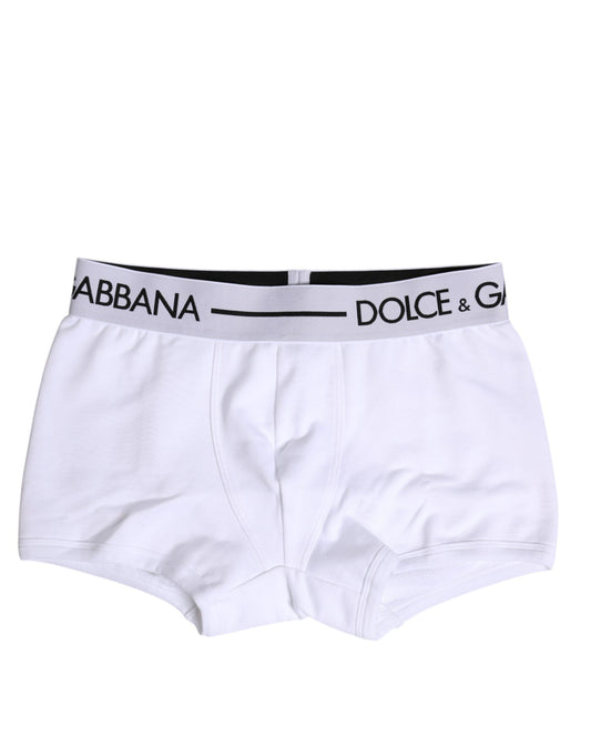 White Cotton Stretch Regular Boxer Underwear-Dolce & Gabbana-LabelTerrace.com