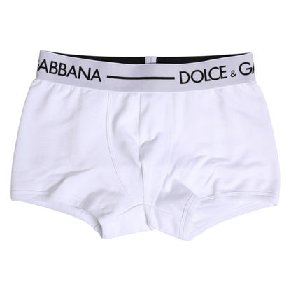 White Cotton Stretch Regular Boxer Underwear-Dolce & Gabbana-LabelTerrace.com