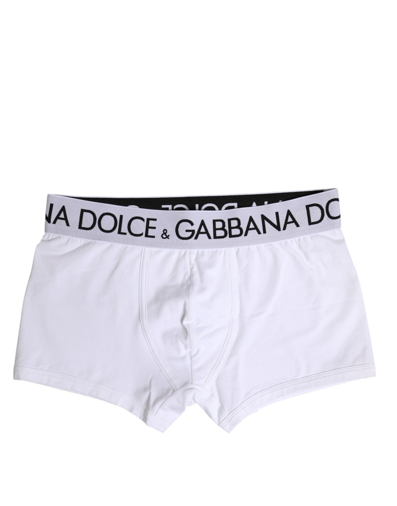 White Cotton Stretch Regular Boxer Underwear-Dolce & Gabbana-LabelTerrace.com