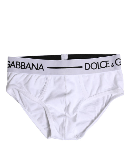 White Cotton Stretch Regular Brief Underwear-Dolce & Gabbana-LabelTerrace.com