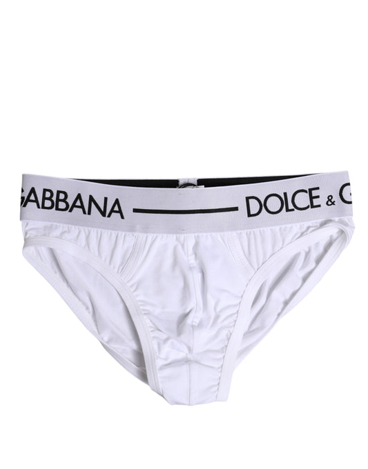 White Cotton Stretch Regular Brief Underwear-Dolce & Gabbana-LabelTerrace.com