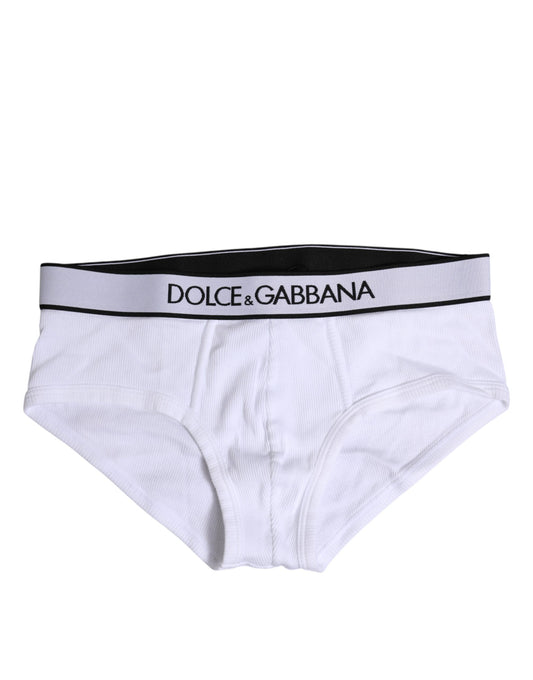 White Cotton Stretch Regular Brief Underwear-Dolce & Gabbana-LabelTerrace.com