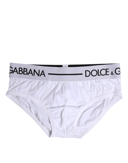 White Cotton Stretch Regular Brief Underwear-Dolce & Gabbana-LabelTerrace.com