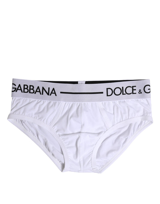 White Cotton Stretch Regular Brief Underwear-Dolce & Gabbana-LabelTerrace.com