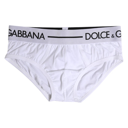 White Cotton Stretch Regular Brief Underwear-Dolce & Gabbana-LabelTerrace.com