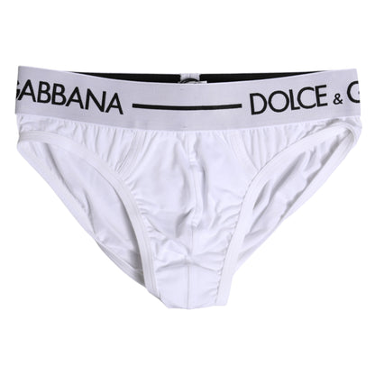 White Cotton Stretch Regular Brief Underwear-Dolce & Gabbana-LabelTerrace.com